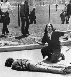 A student at Kent State University gunned down by U.S. government troops.