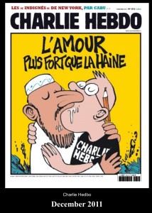 A Charlie Hebdo cover: "Love is more powerful than hate."